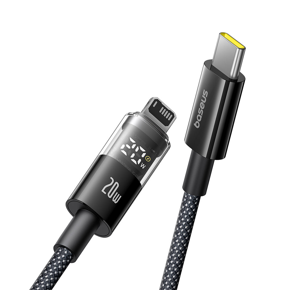 USB-C - Lightning Baseus Display 2 data- og ladekabel, 20W, 1m, Svart P10382703121-00