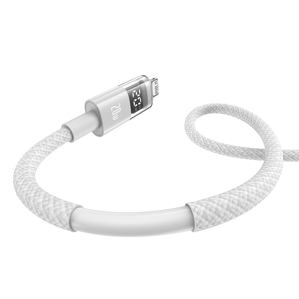 Data- og ladekabel USB-C - Lightning Baseus Display 2, 20W, 2m, Hvit P10382703211-01