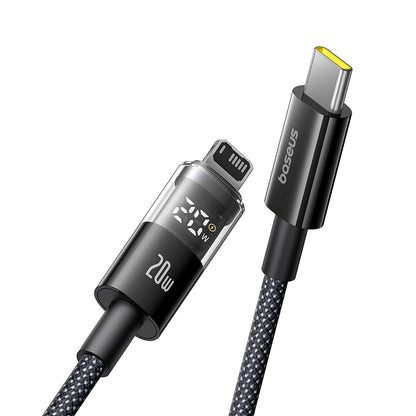 Data- og ladekabel USB-C - Lightning Baseus Display 2, 20W, 2m, Svart P10382703121-01