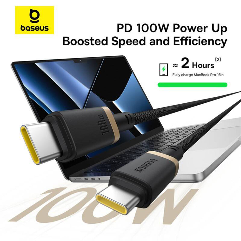 USB-C til USB-C Baseus Dura Series data- og ladekabel, 100W, 2m, Gull P10377803U01-03
