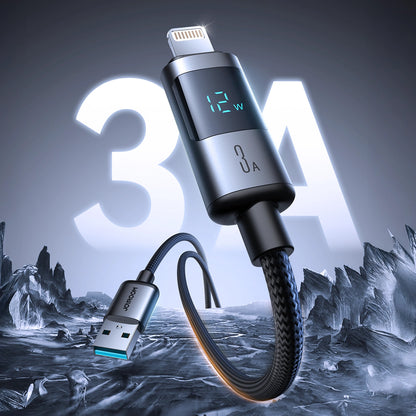 USB-A - Lightning Joyroom S-A16 Pro Prism Display data- og ladekabel, 12W, 1.2m, Svart