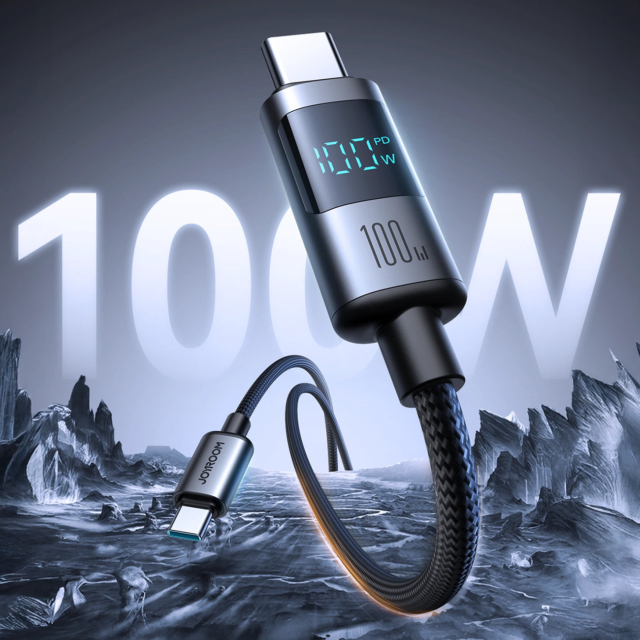 USB-C til USB-C data- og ladekabel Joyroom S-A16 Pro Prism Display, 100W, 1.2m, Svart