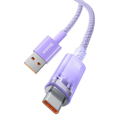 USB-A - USB-C Baseus Explorer data- og ladekabel, 100W, 1m, Lilla CATS010405