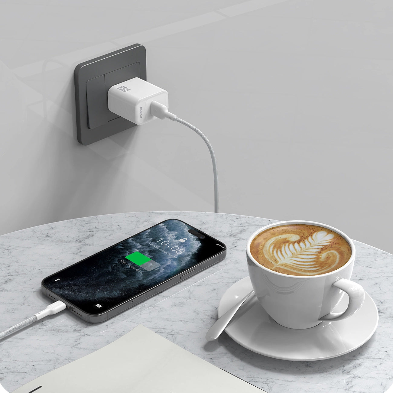 USB-A - USB-C Dudao L9T data- og ladekabel, 100W, 1m, Hvit