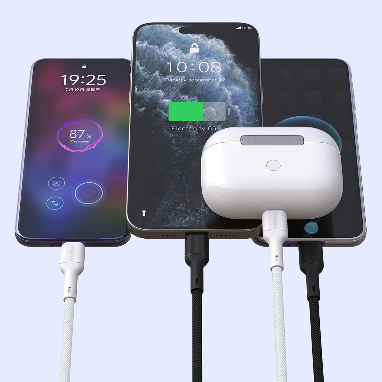 Data- og ladekabel USB-C - USB-C Dudao L9C, 65W, 1m, Hvit