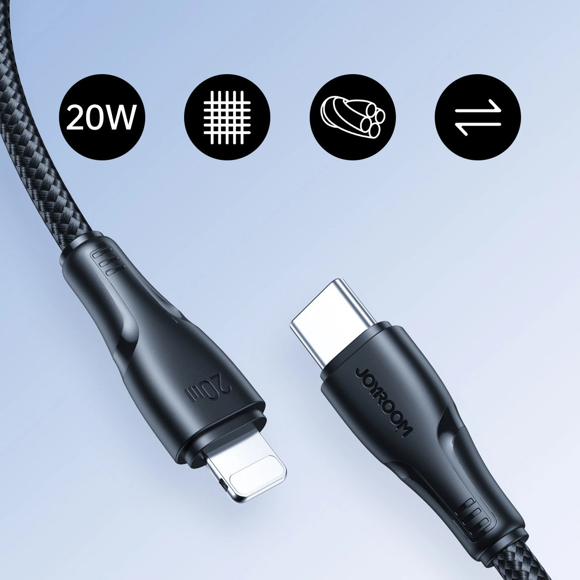 USB-C - Lightning data- og ladekabel Joyroom S-A11, 20W, 0,25m, Svart
