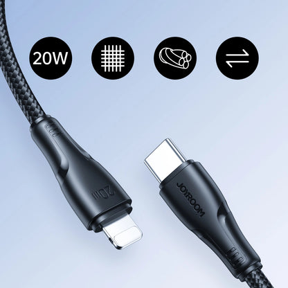 USB-C - Lightning data- og ladekabel Joyroom S-A11, 20W, 0,25m, Svart