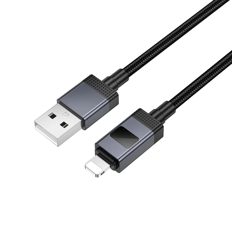 USB-A - Lightning Lade- og Datakabel HOCO X118 Display, 12W, 1m, Svart