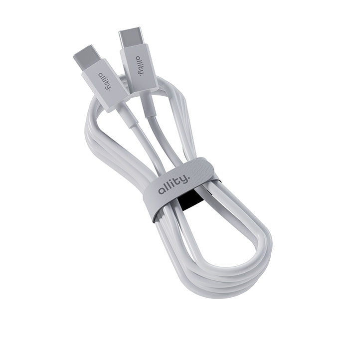 USB-C til USB-C data- og ladekabel Allity. AUC-03, 100W, 1m, Hvit