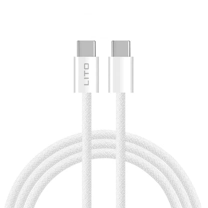 USB-C til USB-C data- og ladekabel Lito LD04CC, 60W, 2m, Hvit