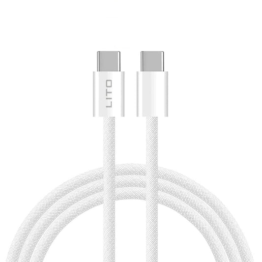 USB-C til USB-C data- og ladekabel Lito LD04CC, 60W, 2m, Hvit