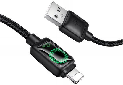 USB-A - Lightning Data- og Ladekabel HOCO U146, 12W, 1.2m, Svart