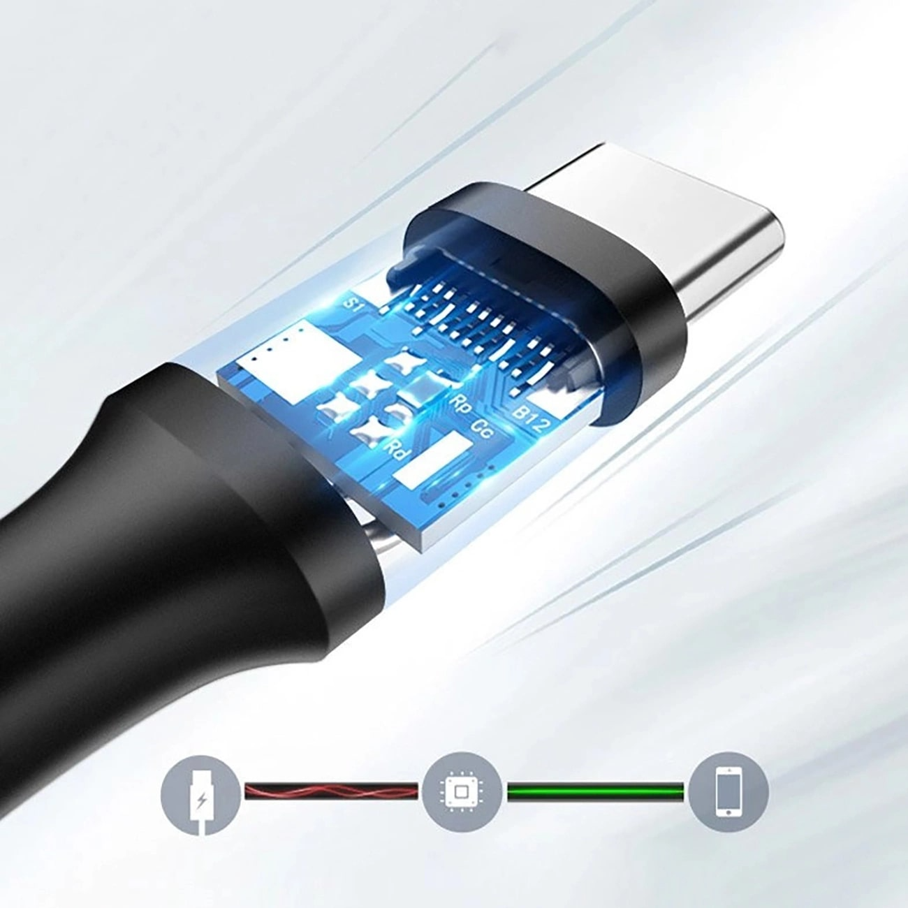 USB-A til USB-C UGREEN US184 data- og ladekabel, 18W, 0.5m, Svart