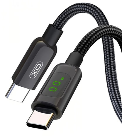 USB-C data- og ladekabel - USB-C XO Design NB-Q203B Display, 60W, 1m, Svart