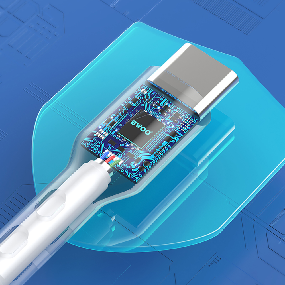 Data- og ladekabel USB-A - USB-C BWOO X172C, 60W, 1m, Hvit