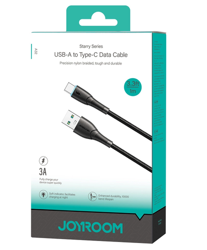 USB-A til USB-C data- og ladekabel Joyroom S-A32, 18W, 1m, Svart