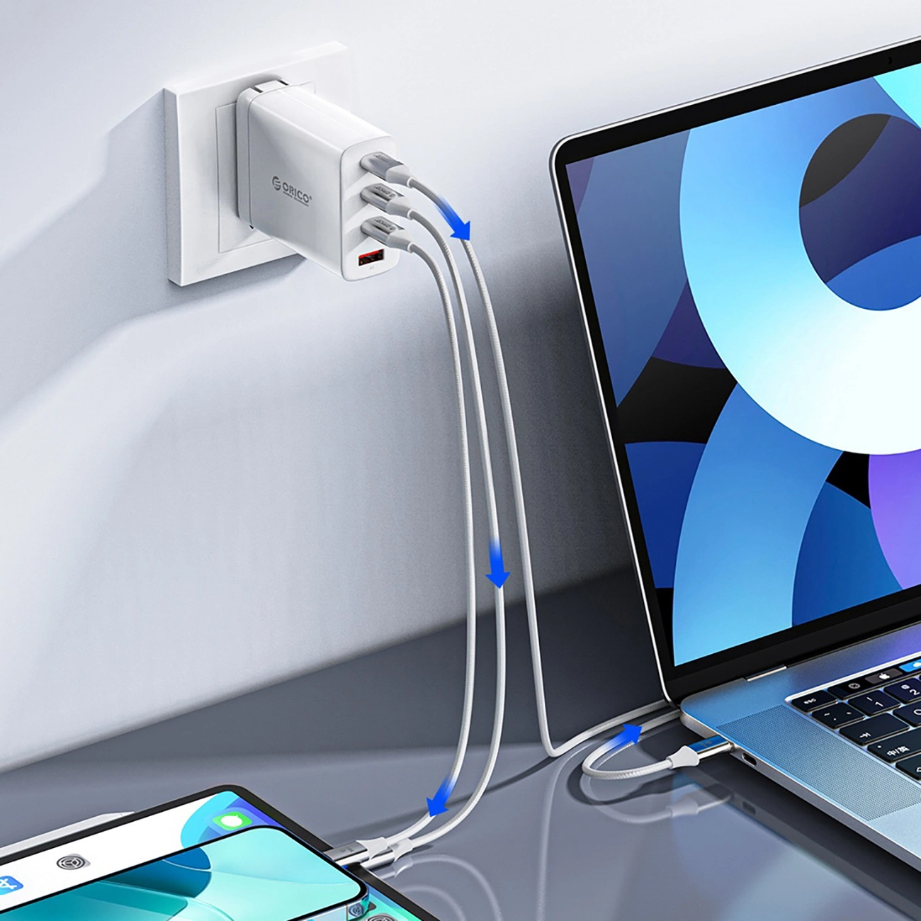 USB-C til USB-C data- og ladekabel Orico CDX, 60W, 1m, Hvit