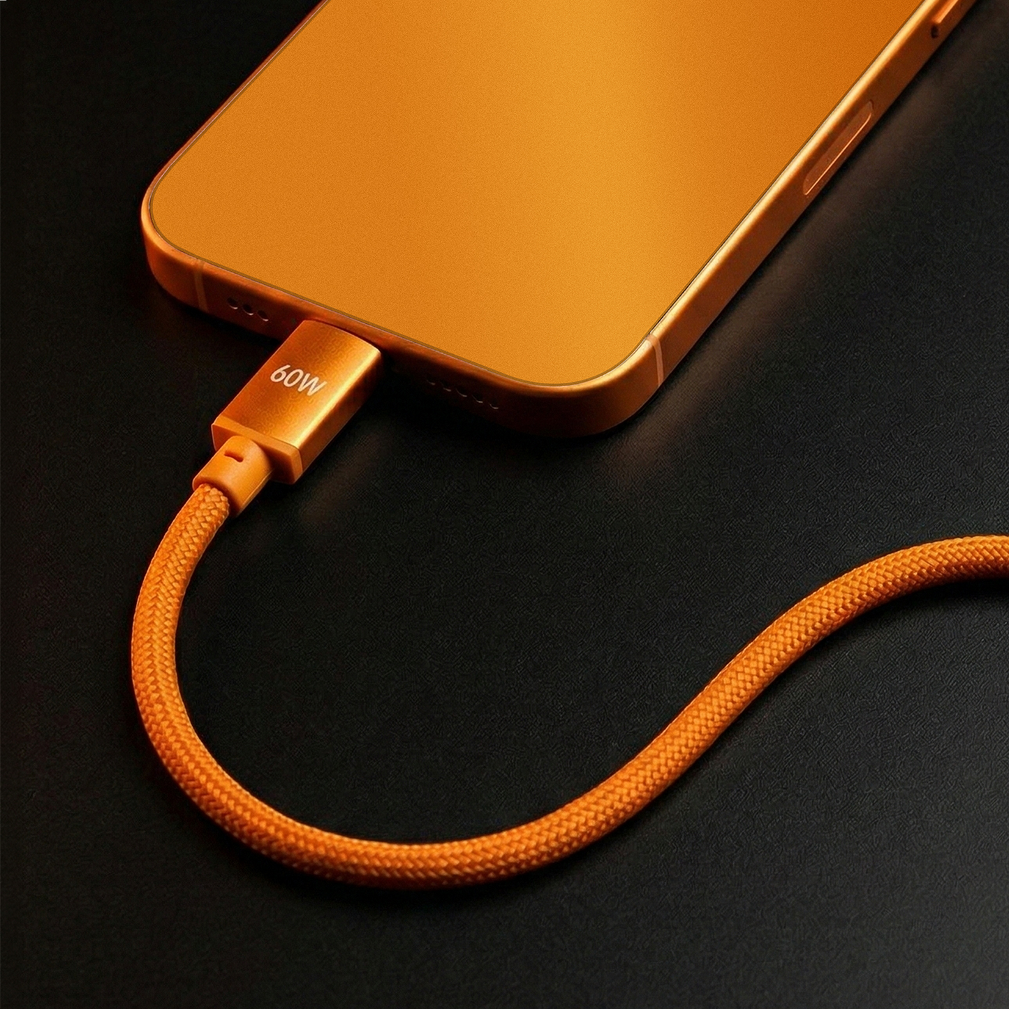 USB-C Data- og ladekabel - USB-C Forever Saffron, 60W, 1m, Oransje