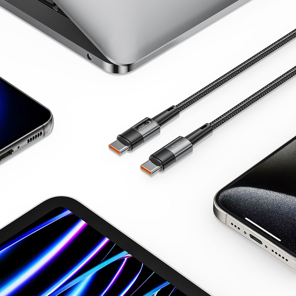 USB-C Data- og ladekabel - USB-C Tech-Protect Ultraboost, 100W, 3m, Grå