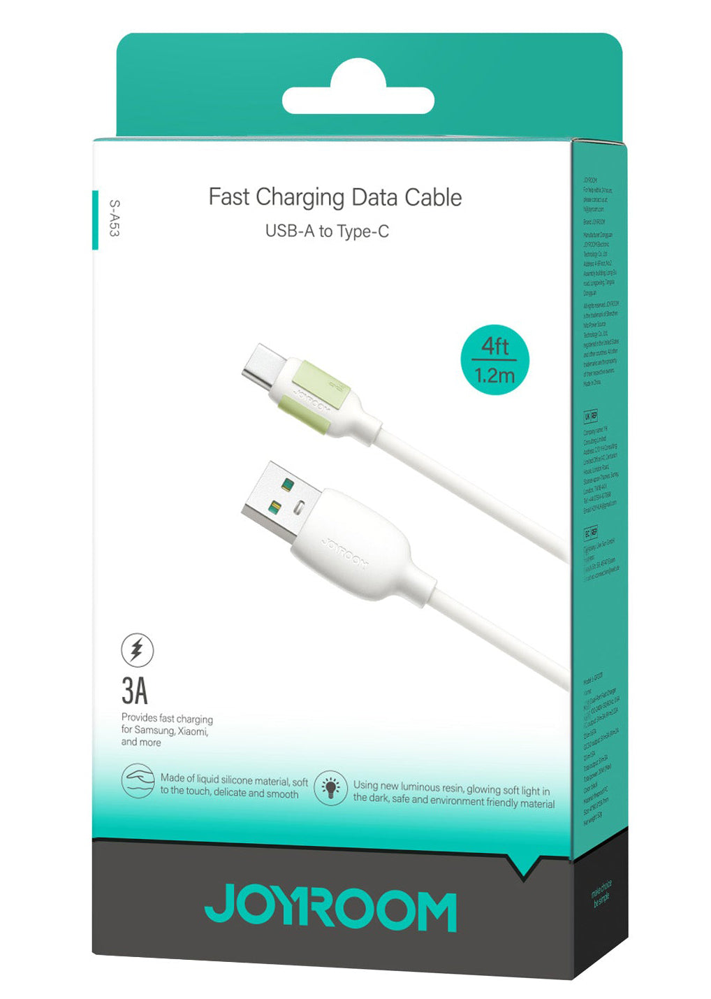 Data- og ladekabel USB-A - USB-C Joyroom S-A53, 18W, 1.2m, Beige