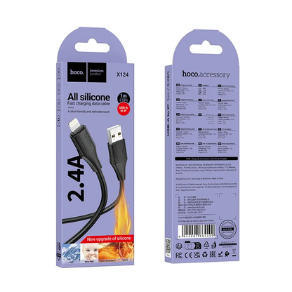 USB-A til Lightning data- og ladekabel HOCO X124, 18W, 1m, svart