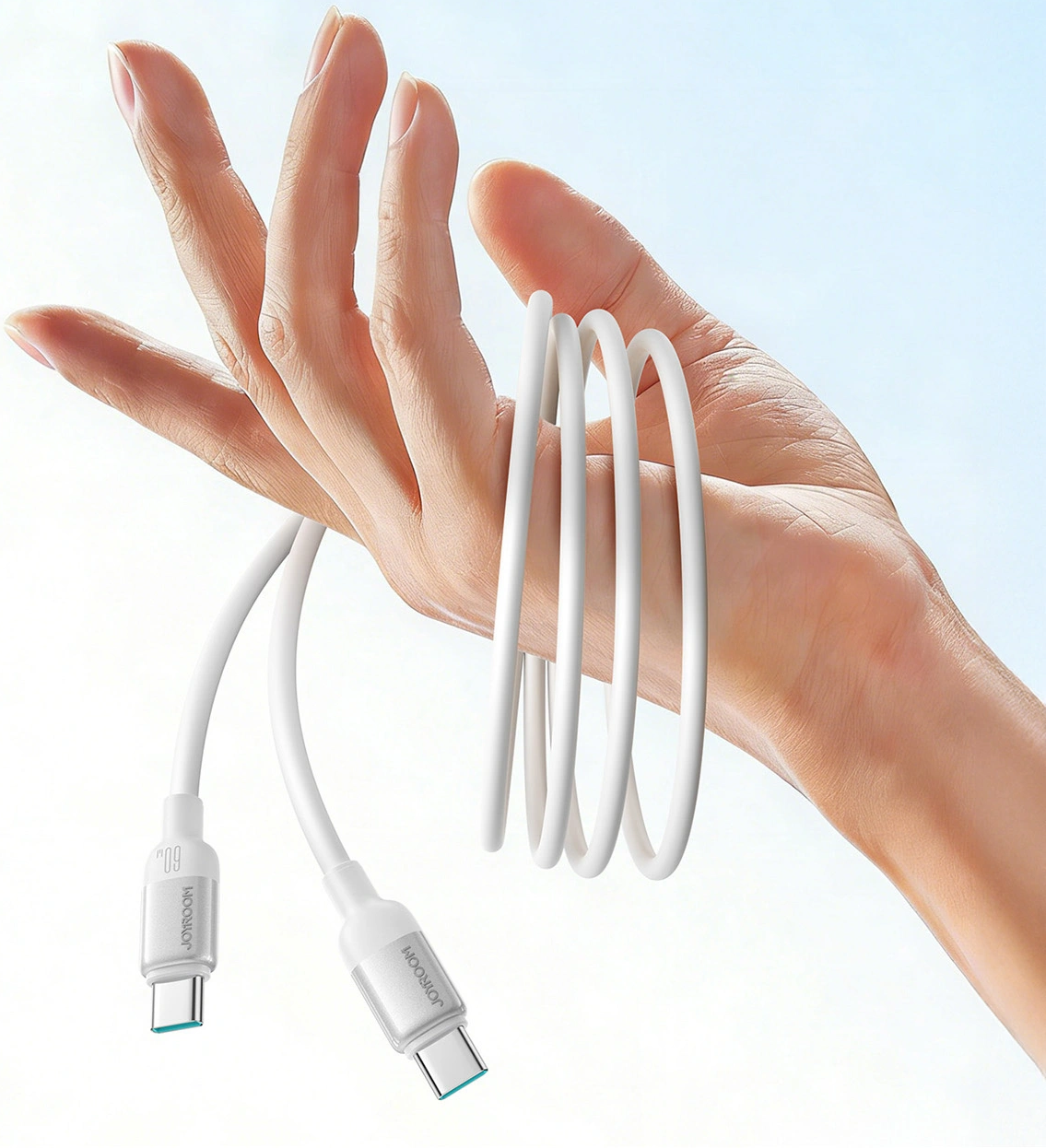 USB-C Data- og ladekabel - USB-C Joyroom S-A62 Lively, 60W, 1,2m, Hvit
