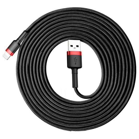 USB-A - Lightning Baseus Cafule data- og ladekabel, 18W, 3m, Rød CALKLF-R91