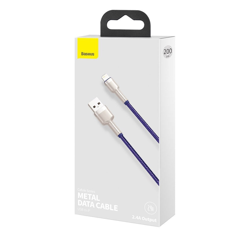 USB-A - Lightning Baseus Cafule Metal Series data- og ladekabel, 18W, 2m, Lilla CALJK-B05