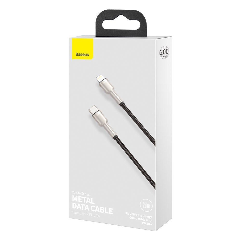 USB-C til Lightning Baseus Cafule Metal Series, 20W, 2m, Svart CATLJK-B01