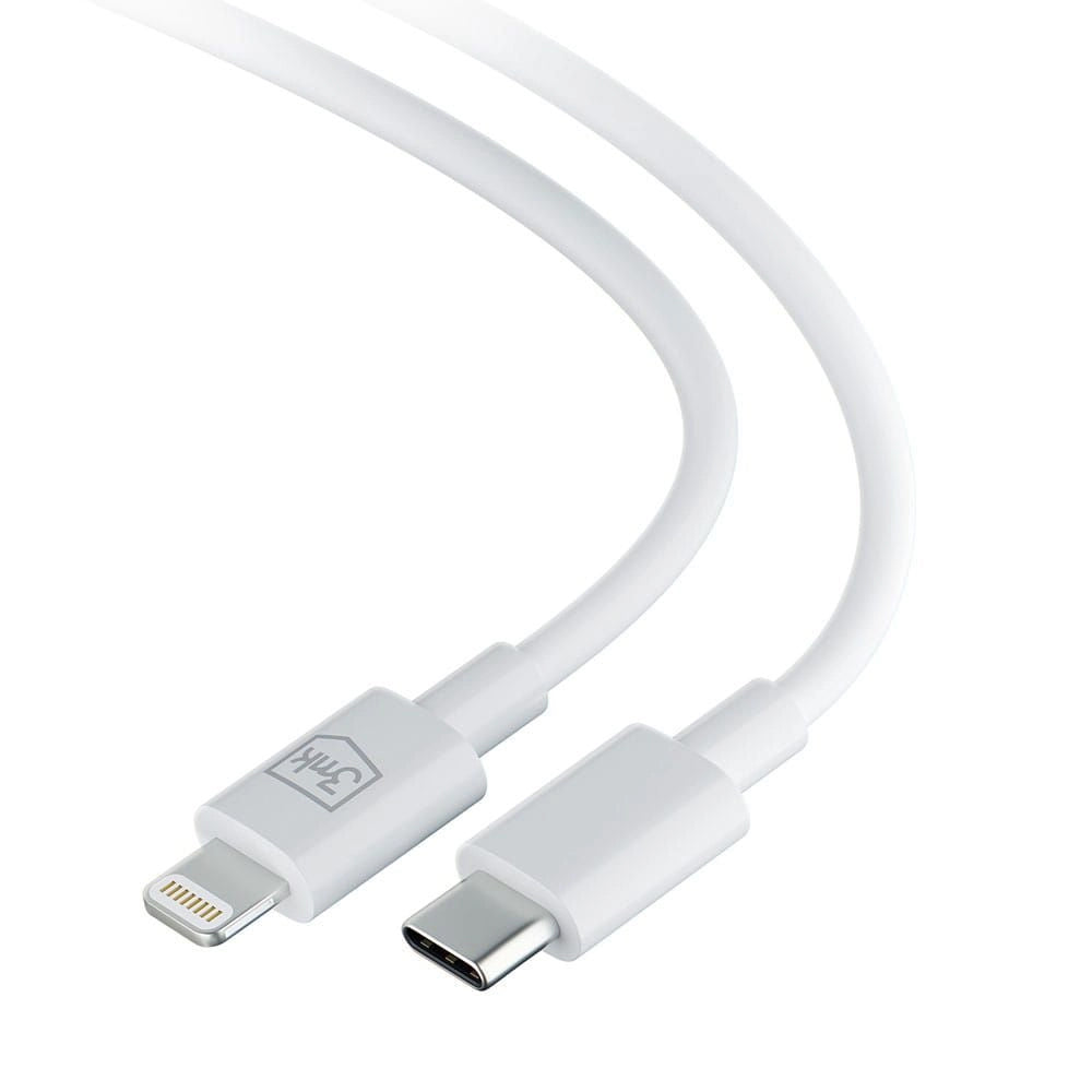 USB-C til Lightning datakabel og ladekabel 3MK Hyper, 20W, 1,2m, hvit