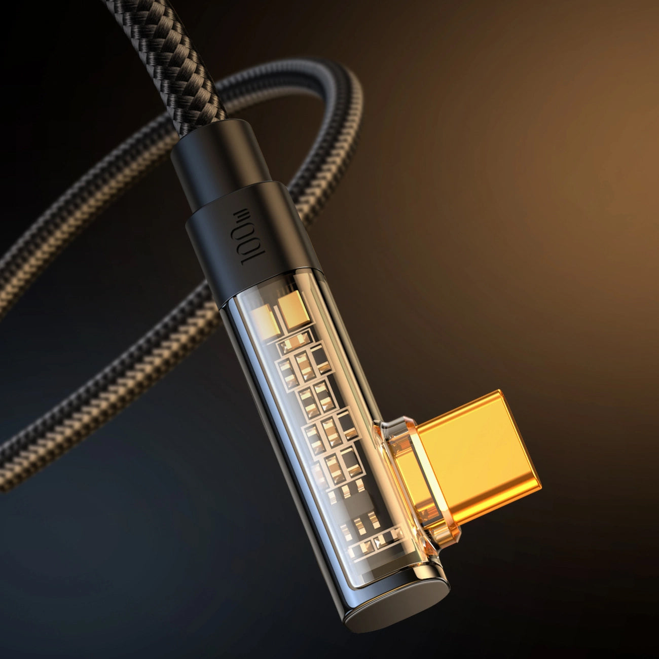 USB-C til USB-C data- og ladekabel Joyroom S-CC100A6 Angled, 100W, 1.2m, Svart