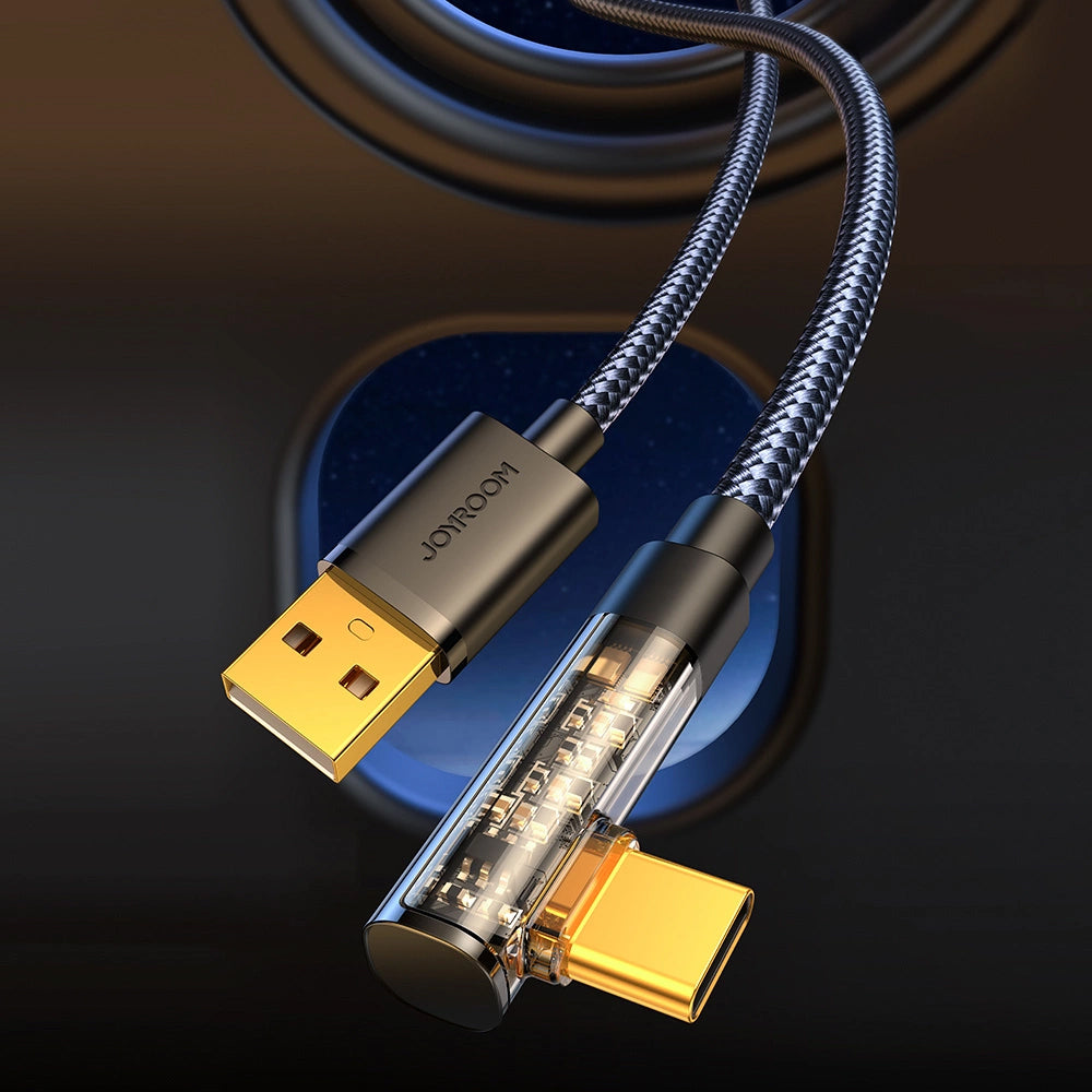 USB-A - USB-C Joyroom S-UC027A6 Angled data- og ladekabel, 60W, 1.2m, Svart