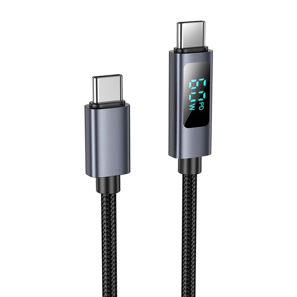 USB-C til USB-C data- og ladekabel HOCO Display X112, 60W, 1m, Svart