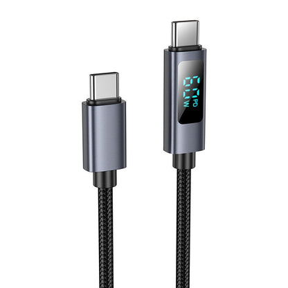 USB-C til USB-C data- og ladekabel HOCO Display X112, 60W, 1m, Svart