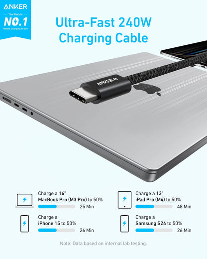 USB-C til USB-C Anker Zolo data- og ladekabel, 240W, 1m, Svart A8060H11