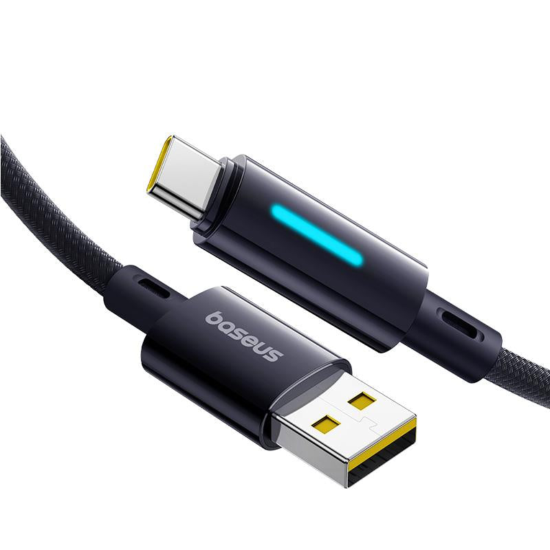 USB-A - USB-C Baseus Lit Button Control data- og ladekabel, 100W, 1m, Svart P10379002121-00