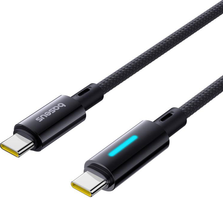 USB-C - USB-C Baseus Lit Button Control data- og ladekabel, 100W, 2m, Svart P10379000121-01