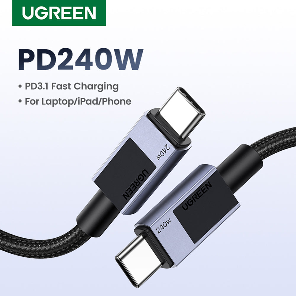 USB-C til USB-C data- og ladekabel UGREEN L513, 240W, 1m, Svart