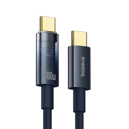 USB-C - USB-C Baseus Explorer data- og ladekabel, 100W, 1m, Marineblå P10319704321-00