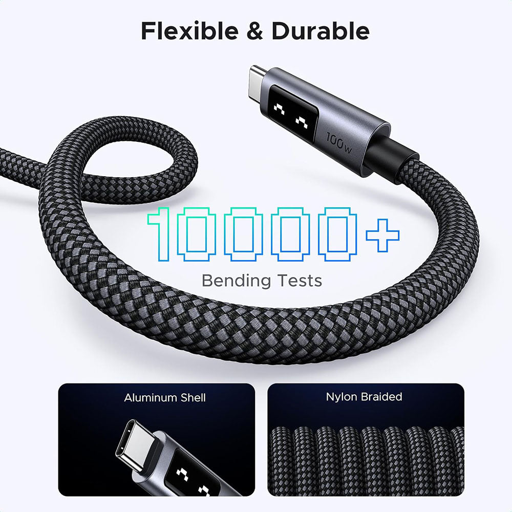 USB-C til USB-C data- og ladekabel UGREEN L509, 100W, 1m, Grå