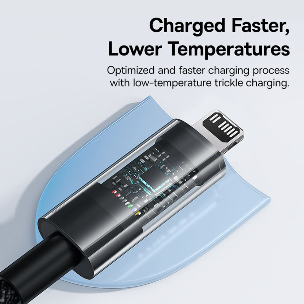 USB-C - Lightning Baseus Gem data- og ladekabel, 20W, 2m, Svart P10373001111-01