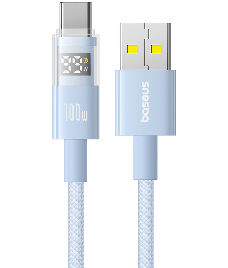 USB-A - USB-C Baseus Display 2 data- og ladekabel, 100W, 1m, Blå P10382701311-00