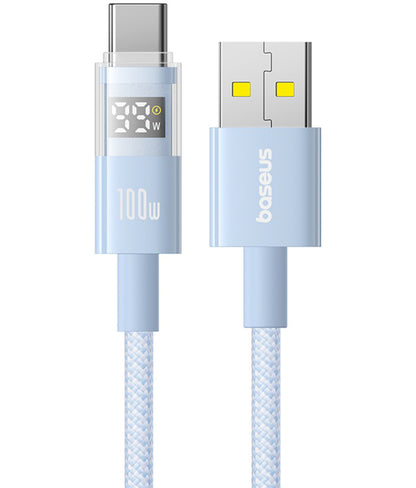 USB-A - USB-C Baseus Display 2 data- og ladekabel, 100W, 1m, Blå P10382701311-00