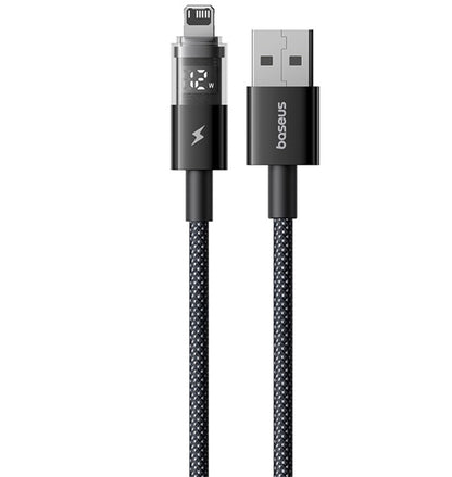 USB-A - Lightning Baseus Display 2 data- og ladekabel, 18W, 1m, Svart P10382700121-00