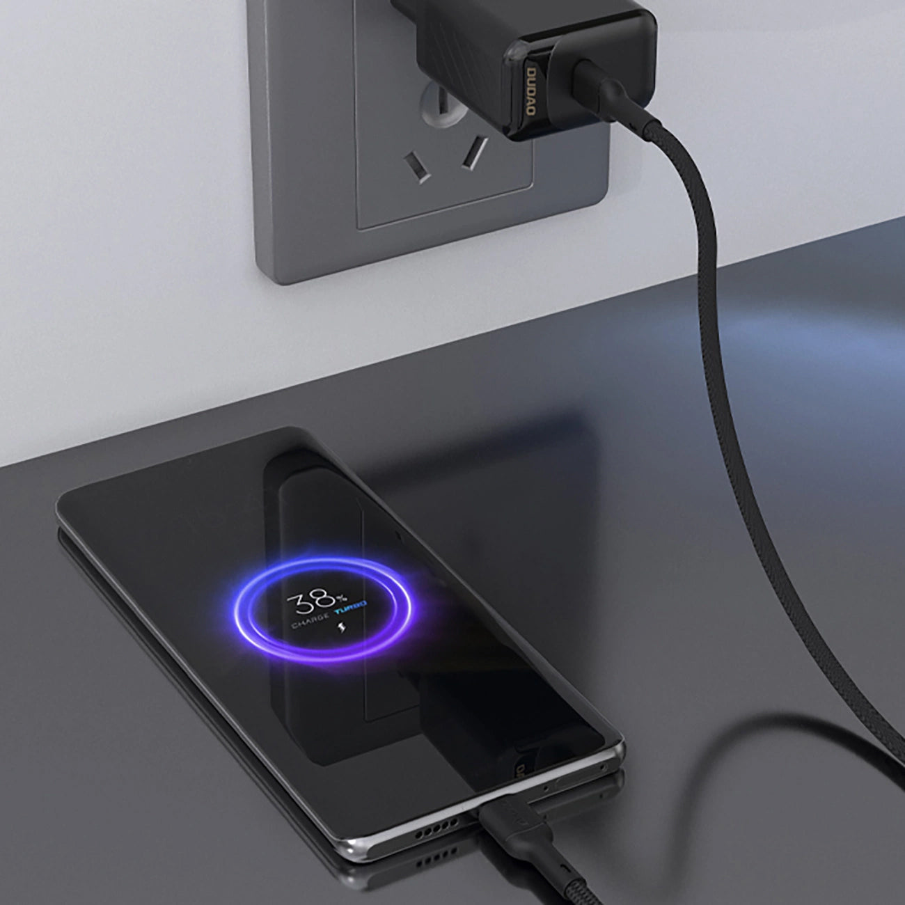 USB-C data- og ladekabel - USB-C Dudao L9C, 65W, 1m, Svart