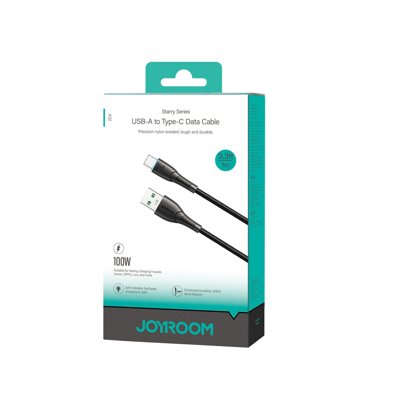USB-A til USB-C data- og ladekabel Joyroom S-A32, 100W, 1m, Svart