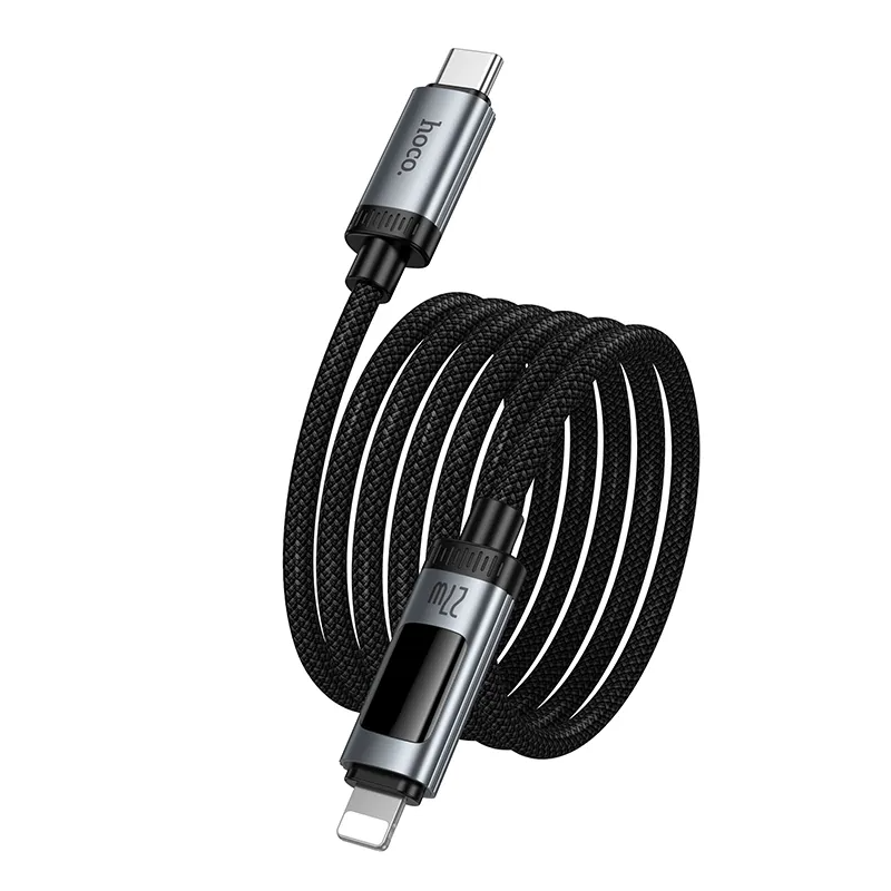 USB-C - Lightning Data- og Ladekabel HOCO Display U148, 27W, 1.2m, Svart