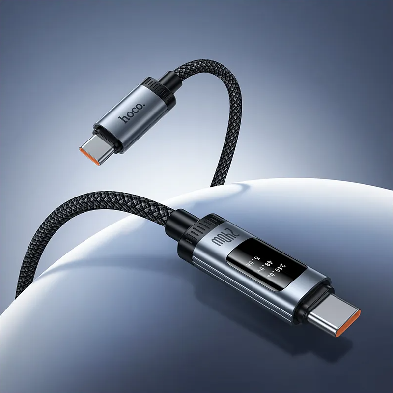 USB-C til USB-C data- og ladekabel HOCO Display U148, 240W, 1.2m, Svart