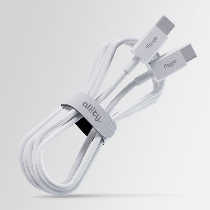 USB-C til USB-C data- og ladekabel Allity. AUC-03, 100W, 2m, Hvit
