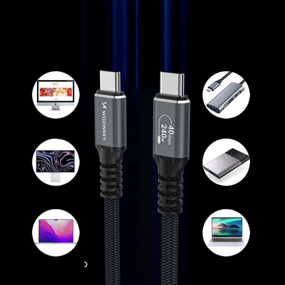 USB-C til USB-C data- og ladekabel WZK WPS-UY42S, 240W, 2m, Svart